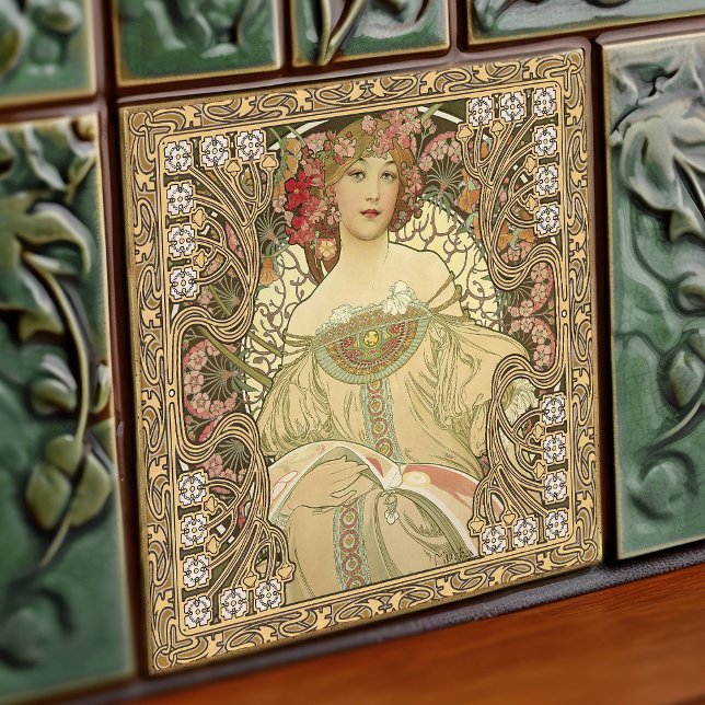 Alphonse Mucha Jugendstil Vintag Fliese (Von Creator hochgeladen)