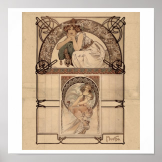 Alphonse Mucha - Kalender der Kirschblüten RARE Poster