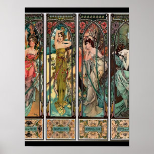 Alphonse Mucha Kunst, Art Nouveau, vintage, Frauen Poster