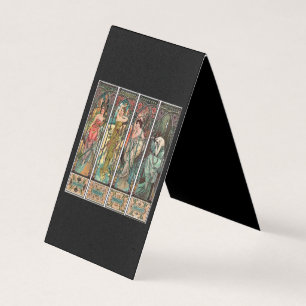 Alphonse Mucha Kunst, Art Nouveau, vintage, Frauen Visitenkarten