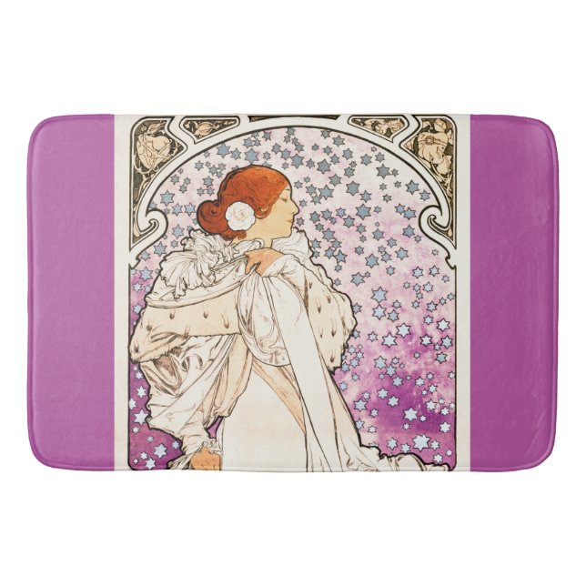 Alphonse Mucha La Dame 1896 Jugendstil Vintag Badematte (Vorderseite)