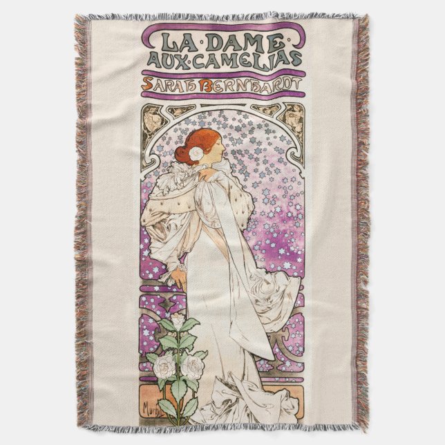 Alphonse Mucha La Dame 1896 Jugendstil Vintag Decke (Vorderseite Vertikal)