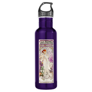 Alphonse Mucha La Dame 1896 Jugendstil Vintag Edelstahlflasche