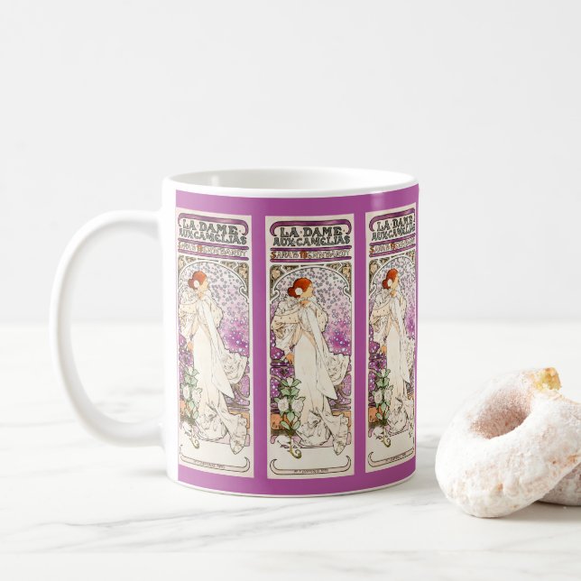 Alphonse Mucha La Dame 1896 Jugendstil Vintag Kaffeetasse (Mit Donut)