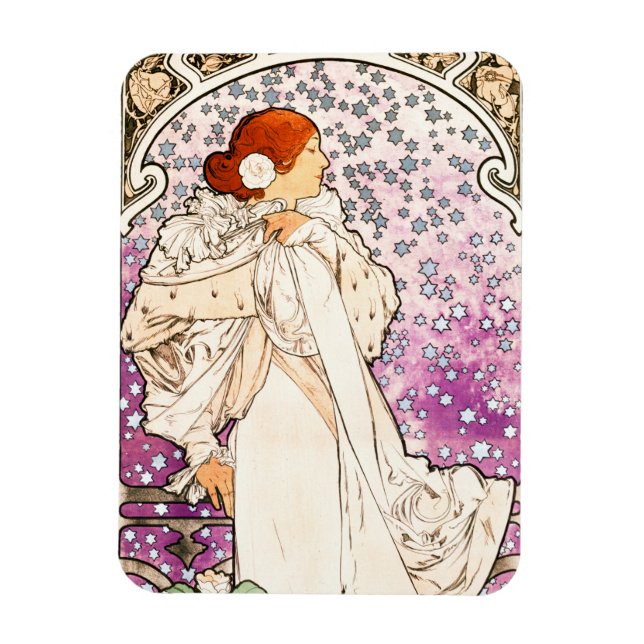 Alphonse Mucha La Dame 1896 Jugendstil Vintag Magnet (Vertikal)