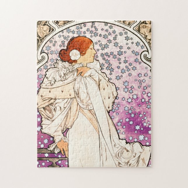 Alphonse Mucha La Dame 1896 Jugendstil Vintag Puzzle (Vertikal)