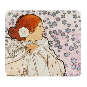 Alphonse Mucha La Dame 1896 Jugendstil Vintag Schneidebrett
