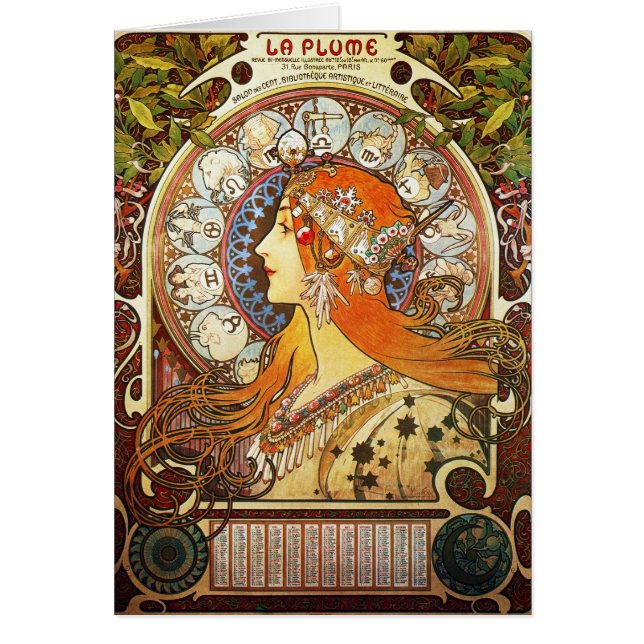 Alphonse Mucha La Plume Zodiac Art Nouveau Vintag (Vorne)
