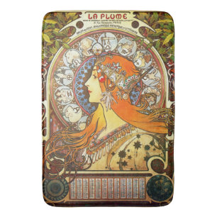 Alphonse Mucha La Plume Zodiac Art Nouveau Vintag Badematte
