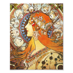 Alphonse Mucha La Plume Zodiac Art Nouveau Vintage Fotodruck