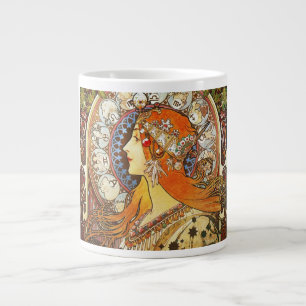Alphonse Mucha La Plume Zodiac Art Nouveau Vintage Jumbo-Tasse