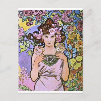 Alphonse Mucha. La Rose/Rose, 1897 Postkarte