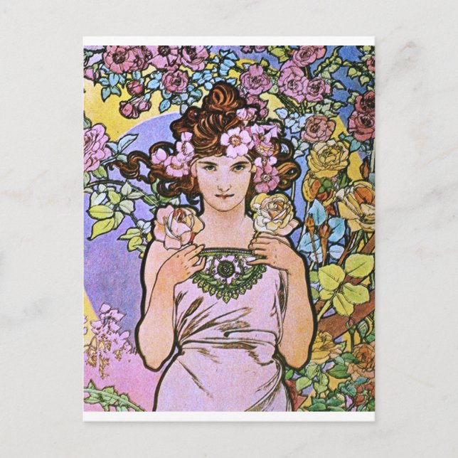 Alphonse Mucha. La Rose/Rose, 1897 Postkarte (Vorderseite)