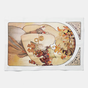 Alphonse Mucha Lady mit Obst Geschirrtuch