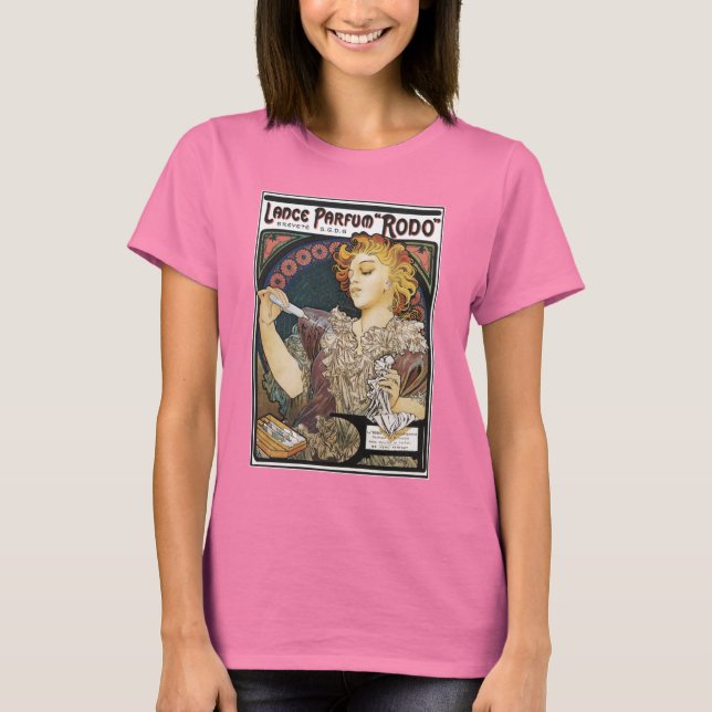 Alphonse Mucha- Lance Parfum "Rodo" - Parfüm Ad T-Shirt (Vorderseite)