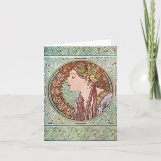 Alphonse Mucha Laurel Art Nouveau Mitteilungskarte