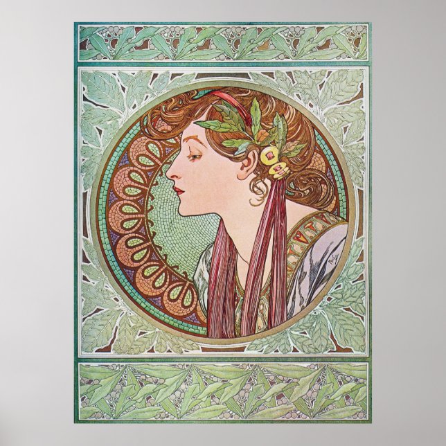 Alphonse Mucha Laurel Art Nouveau Poster Print (Vorne)