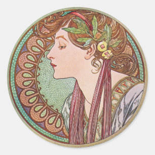 Alphonse Mucha Laurel Art Nouveau Stickers