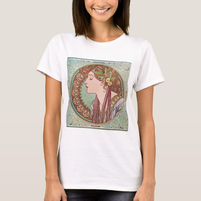 Alphonse Mucha Laurel Art Nouveau Top T - Shirt (Vorderseite)