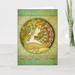 Alphonse Mucha Laurel Grußkarte Karte