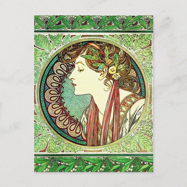 Alphonse Mucha Laurel Postcard Postkarte (Vorderseite)