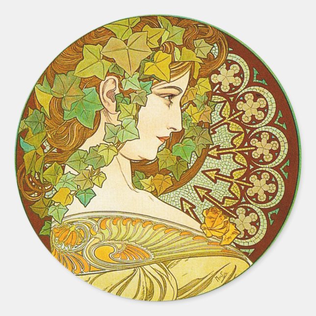 Alphonse Mucha Laurel Stickers (Vorderseite)