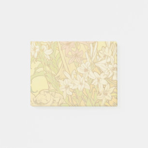 Alphonse Mucha Lilien-Blumenmuster: Art Nouveau Post-it Klebezettel