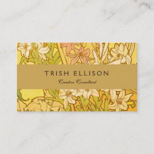 Alphonse Mucha-Lilien-Blumenmuster: Art Nouveau Visitenkarte
