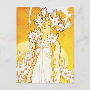 Alphonse Mucha Lily Postcard Postkarte