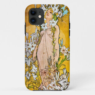 Alphonse Mucha - Lily - weiße Grenze Case-Mate iPhone Hülle