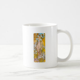Alphonse Mucha - Lily - weiße Grenze Kaffeetasse