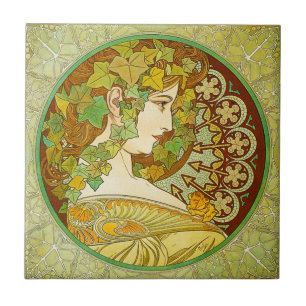 Alphonse Mucha Lorbeer-Kachel Fliese