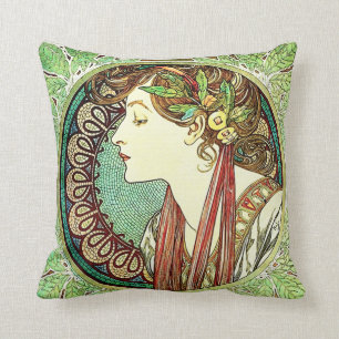 Alphonse Mucha Lorbeer Kissen