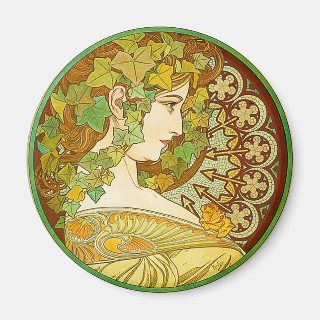 Alphonse Mucha Lorbeer Magnet (Vorne)