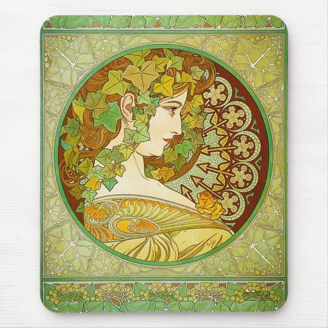 Alphonse Mucha Lorbeer-Mauspad Mousepad (Vorne)