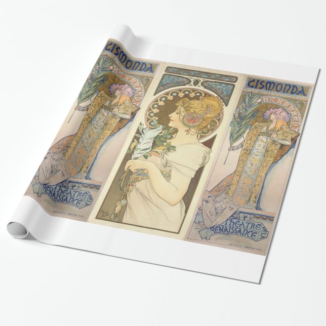 Alphonse Mucha - Malerei Sarahs Bernhard Geschenkpapier (Ungerollt)