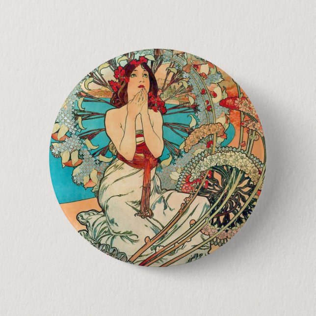 Alphonse Mucha Monaco, Monte Carlo, 1897 Button (Vorderseite)
