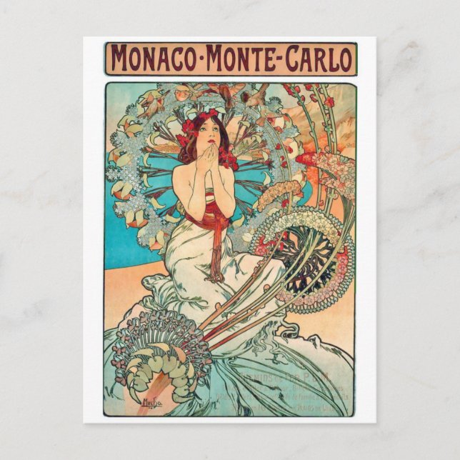 Alphonse Mucha Monaco, Monte-Carlo, 1897 Postkarte (Vorderseite)