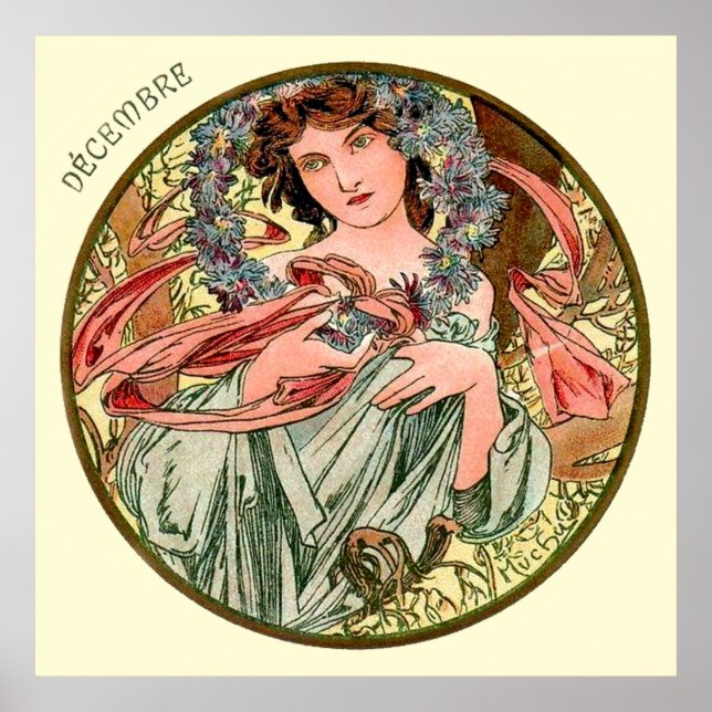 Alphonse Mucha Monat Dezember Poster (Vorne)