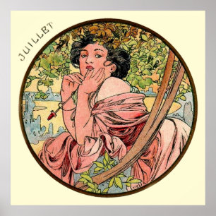 Alphonse Mucha Monat Juli Poster