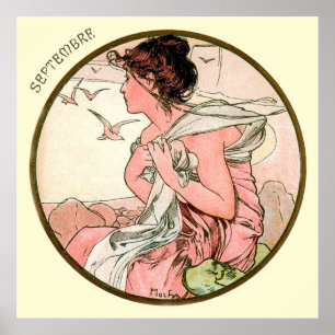 Alphonse Mucha Monat September Poster