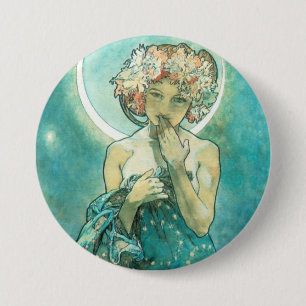 Alphonse Mucha Mondlicht Clair De Lune Art Nouveau Button
