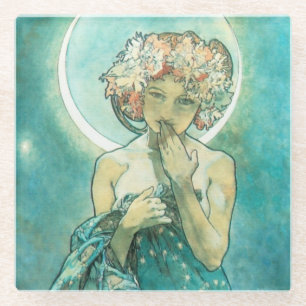 Alphonse Mucha Mondlicht Clair De Lune Art Nouveau Glasuntersetzer