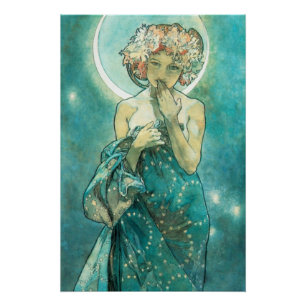 Alphonse Mucha Mondlicht Clair De Lune Art Nouveau Poster