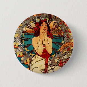 Alphonse Mucha Monte Carlo Knopf Button