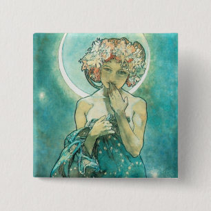 Alphonse Mucha Moonlight Clair De Lune Art Button