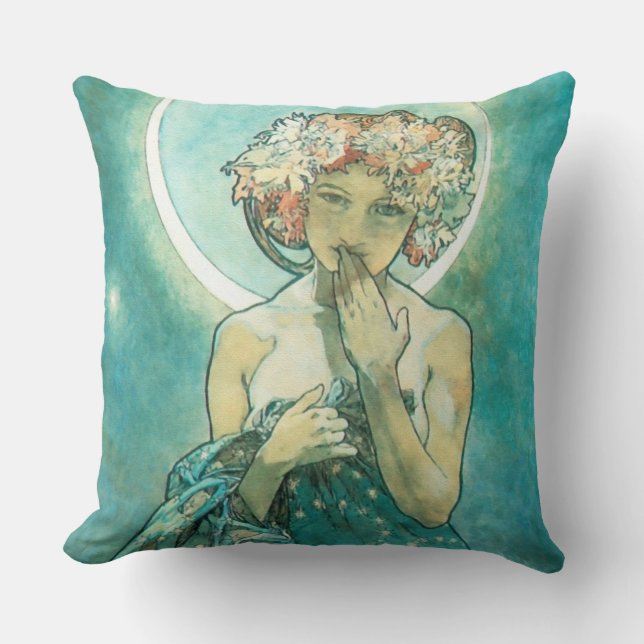 Alphonse Mucha Moonlight Clair De Lune Art Nouveau Kissen (Vorderseite)