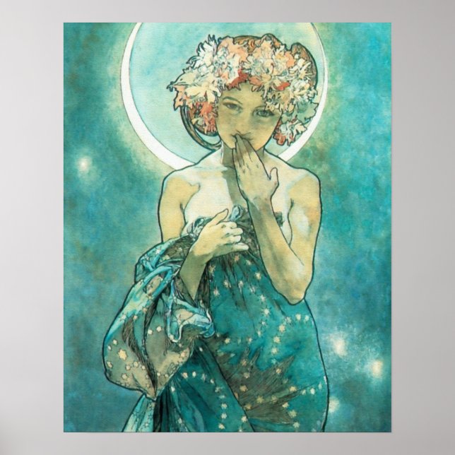 Alphonse Mucha Moonlight Clair De Lune Art Nouveau Poster (Vorne)