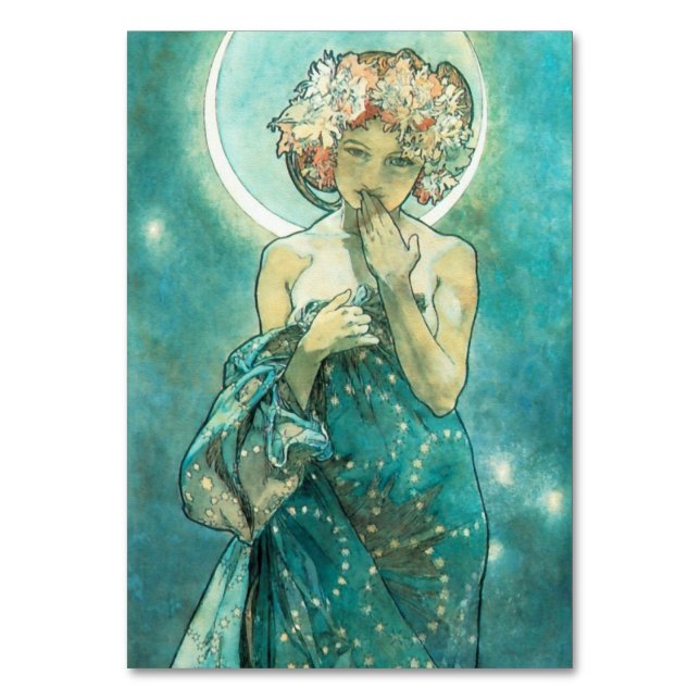 Alphonse Mucha Moonlight Clair De Lune Art Nouveau Tischnummer (Vorderseite)
