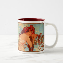 Alphonse Mucha Nouveau Summer Lady Coffee Cup Tass Zweifarbige Tasse